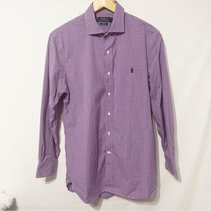 16 32/33 Polo Ralph Lauren Pony Logo Purple Plaid Long Sleeve Shirt